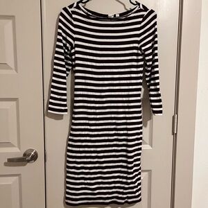 GAP Dark Purple and White Striped Long Sleeve Dress